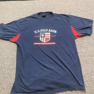 US Polo Assn T Shirt Mens XL Blue Red USA Flag Graphic Tee Authentic Sportswear